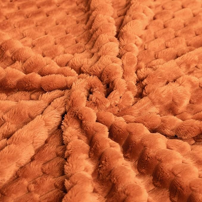 Bnuitland Orange Flannel Throw Blanket (50X40 inches), 300 GSM Fleece Cozy Warm Soft Lightweight Bed Sofa Blanket for Babys and Pets, Suitable for All Seasons