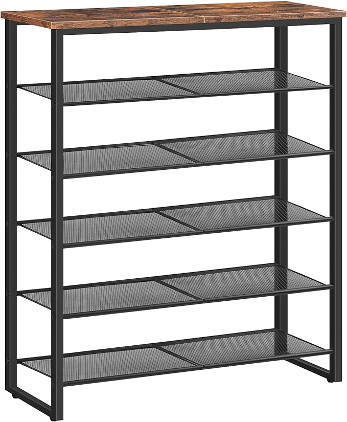 HOOBRO Shoe Rack, 6-Tier Shoe Organizer, for 18-24 Pairs of Shoes, Large Capacity Shoe Storage Shelf, Durable and Stable, for Entryway, Closet, Hallway, Dorm Room, Industrial, Rustic Brown BF67XJ01G1 by HOOBRO