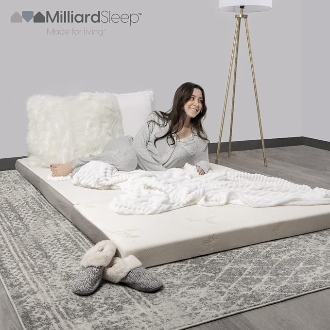 Milliard Trifold Mattress, Cot Size, 4 inch, Portable Foldable Mattress Cot with Medium Firm Foam, Washable Cover, Tri-Folding Floor Bed, Fold Up Guest Bed, RV Travel, Camping, 75" x 31”