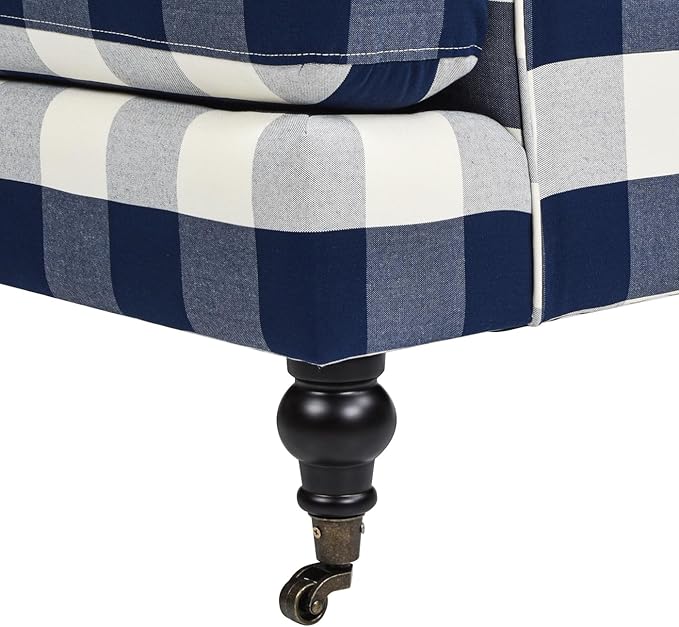 Jennifer Taylor Home Bliss 38" Lawson Accent Arm Chair Metal Casters, Blue Lattice Woven