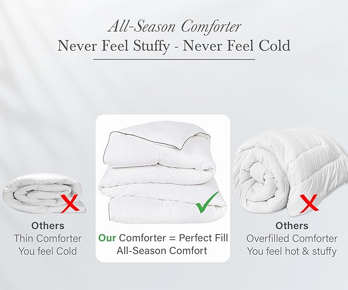 California Design Den Bulk Pack of 3 Queen Down Alternative Comforter - Luxury All-Season Down Alternative, Quilted Extra Fluffy, Soft, and Cooling, Machine Washable with Corner Tabs - White