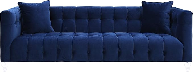 Tov Furniture Bea Velvet Sofa (Navy) | Tufted Design