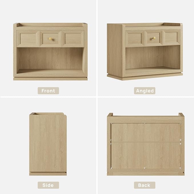 SICOTAS 31" Wide Nightstands Set of 2, Large Night Stands with Drawer, Oversized King Size Nightstand Bedside Table for Bedroom, Farmhouse End Side Table Set of 2(Coastal Oak, 31 Inch) - Image 6