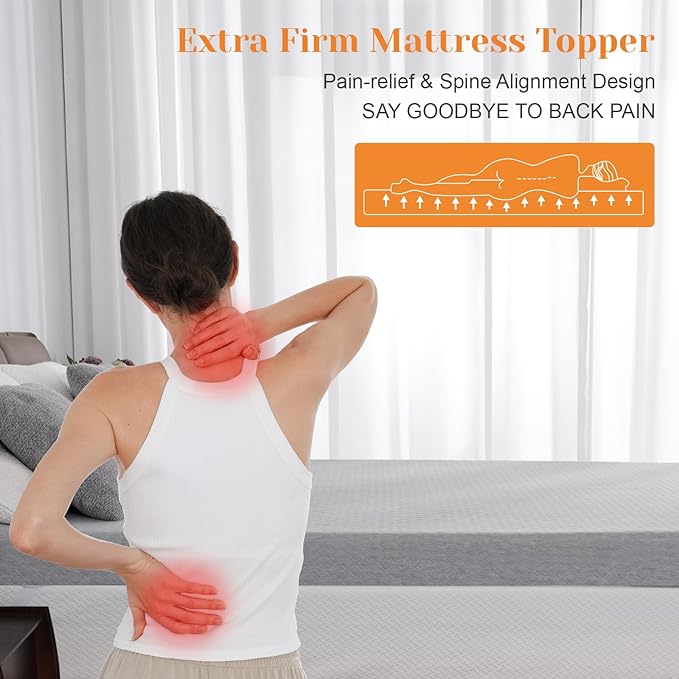 Extra Firm Mattress Topper King Size, 4 Inch High-Density Firm Mattress Pad for Back Pain Relief, Bed Topper with Removable Cover, No Smell, No Slip, CertiPUR-US Certified, 80" x 76"