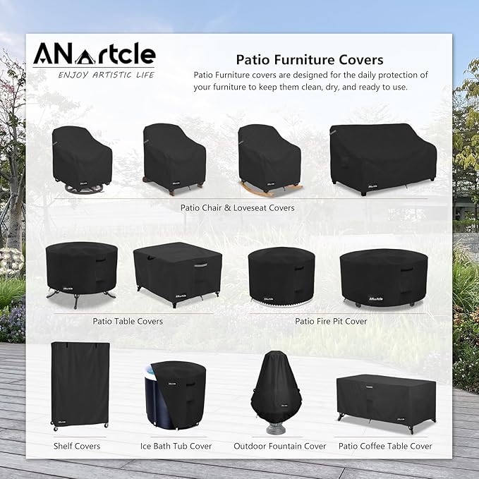 ANartcle 3-Seater Patio Sofa Cover,76W x 32.5D x 33H Inches Outdoor Couch Cover,100% Waterproof Heavy Duty Patio Sofa Covers,Patio Furniture Covers,Black - Image 2