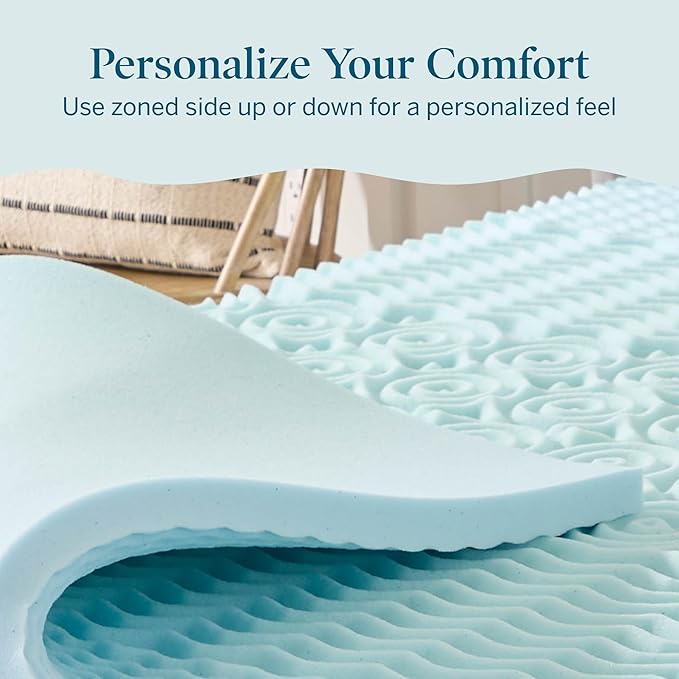 LUCID 2 Inch Gel Memory Foam Mattress Topper, California King size – 5 Zones – Cooling Gel Infusion – CertiPur Certified Foam