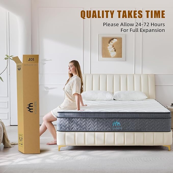 Twin Size Mattress 10 Inch,Twin Mattress in a Box for Cool Sleep Gel Memory Foam Hybrid Bed Mattresses Individual Pocket Springs,Soft&Breathable Comfort Support,Medium Firm Feel,Motion Isolation