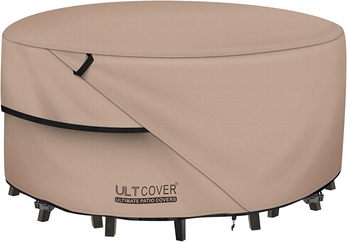 ULTCOVER Round Patio Furniture Cover - Outdoor Waterproof Table with Chair Set Cover 92 inch by ULTCOVER