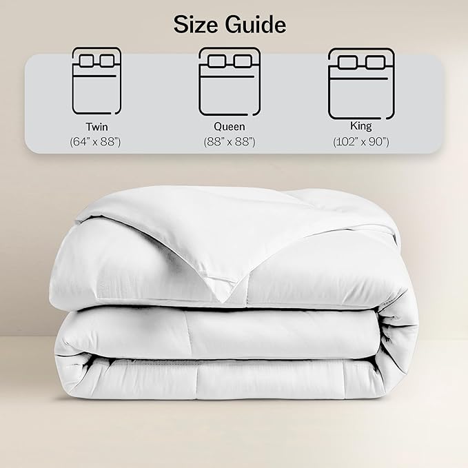 LUX Décor King Comforter – 102x90 Ultra-Soft Down Alternative Duvet Insert with Corner Tabs & Box Stitching, Hotel Quality Plush Microfiber Bedding, Oeko-TEX Certified - White