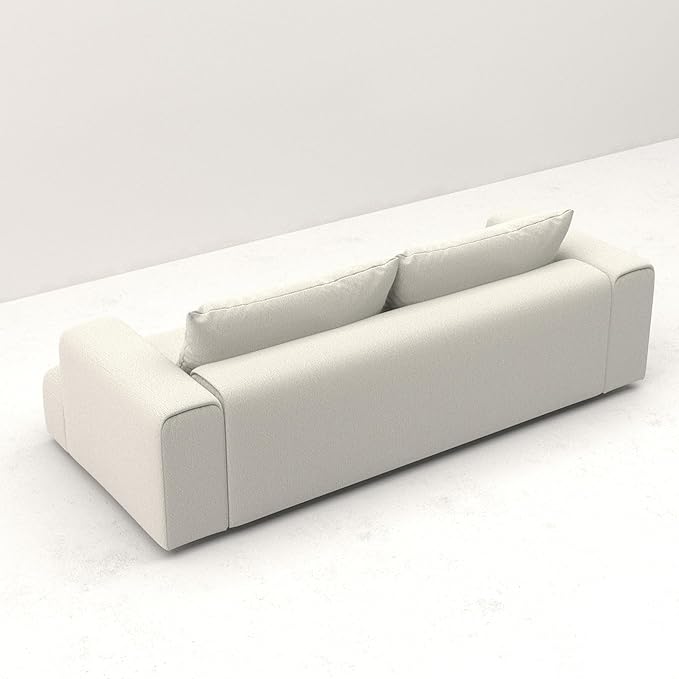 Acanva Modern Minimalist Sofa with Extra Deep Seats for Living Room, Bedroom and Lounge, Wool-Like T-Shape Couch