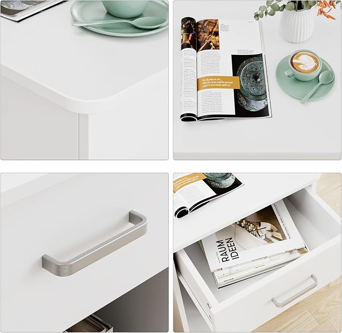 FOTOSOK Nightstand Set of 2, White Nightstand with Drawer and Storage Shelf, Bedside Table End Table, Modern Night Stand for Bedroom, Home Office,White - Image 9