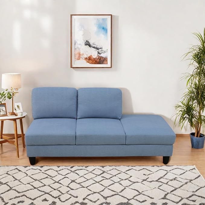 Sectional Sofas for Living Room Furniture Sets, 4-Seat Modular Sectional Sofa with Armrests, High Elastic Sponge Filled L Shaped Couch for Apartment, Blue
