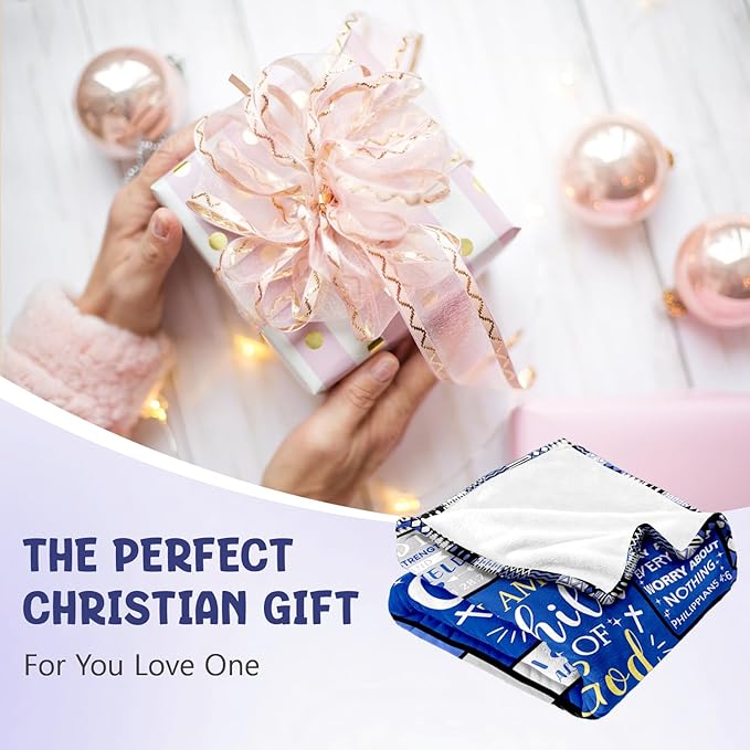Christian Gifts for Men - Baptism Gifts for Boys & Men - Bible Verse Christian Blanket - Inspirational Birthday Religious Catholic Spiritual & Confirmation Gift for Teen Boys - Baptism Blanket 60"x80"