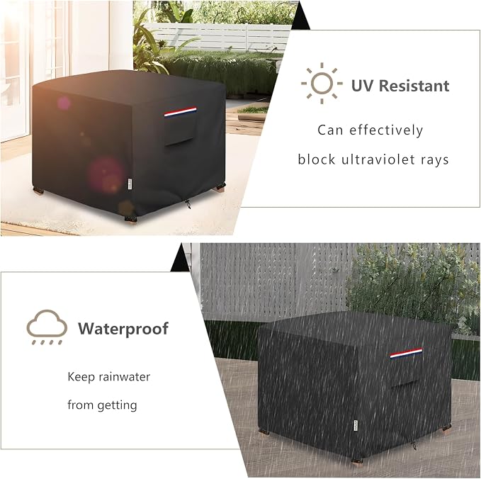 Patio Ottoman Cover Waterproof Heavy Duty Square Outdoor Ottoman Covers, 32W x 32D x 18H Inches Patio Furniture Covering Protector Outdoor Side Table Cover (Black) - Image 6