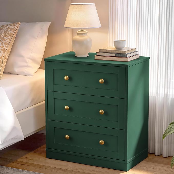 RoyalCraft Small 3 Drawer Dresser, Green Dresser for Bedroom, Wood Nightstand with Drawers, Modern Chest of Drawers for Closet, Living Room, Entryway - Image 3