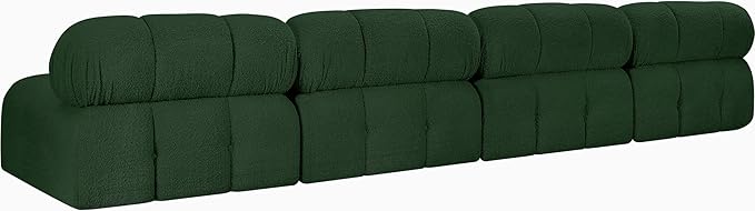 Meridian Furniture 611Green-S136B Ames Collection Modern | Contemporary Modular Sofa with Rich Green Boucle Fabric, Modular to Create Infinite Configurations, 136" W x 34" D x 28" H, Green