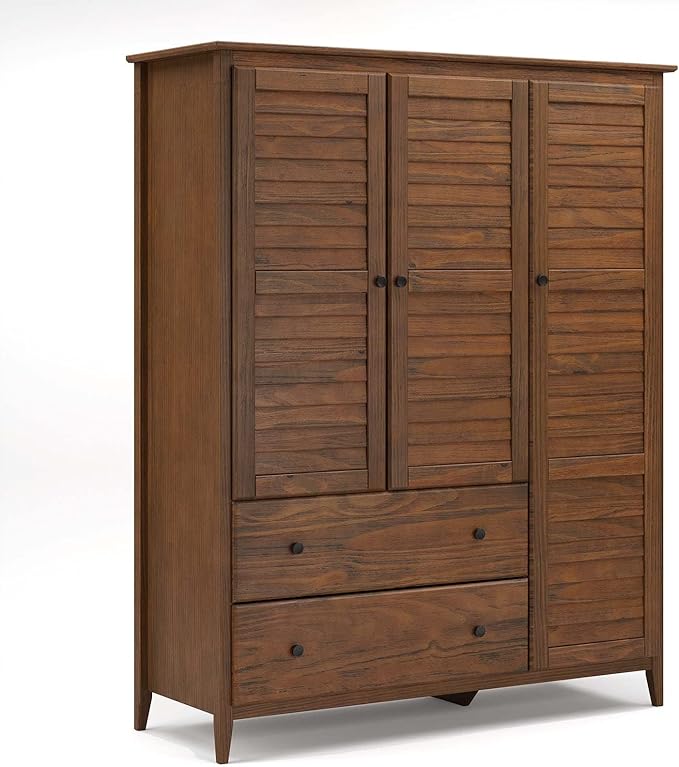 Grain Wood Furniture Greenport 3-Door Wardrobe, Brushed Walnut