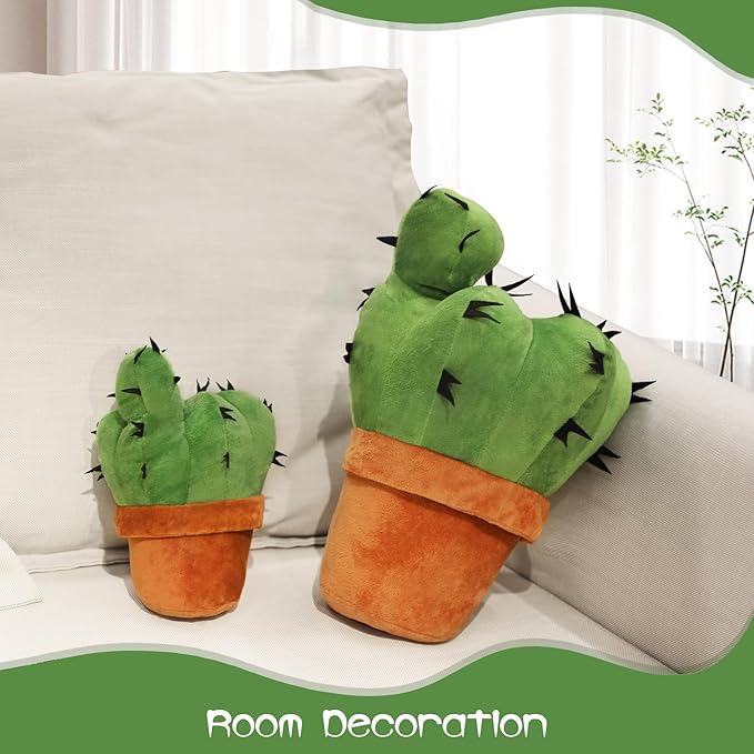 Cactus Shape 3D Throw Pillow - Plush Cactus Decorative Pillow for Office, Bed, Couch, Living Room Home Decor (15.7 inch)