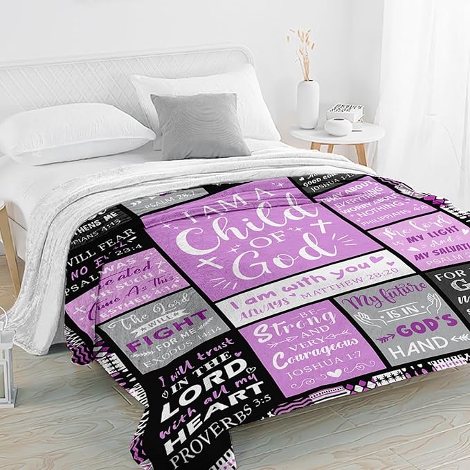 Baptism Gifts for Girl - Christian Gifts for Women - I Am a Child of God Blanket 60"x80" - Inspirational Birthday Religious Catholic & Communion Confirmation Gift for Teen Girls Daughter Granddaughter