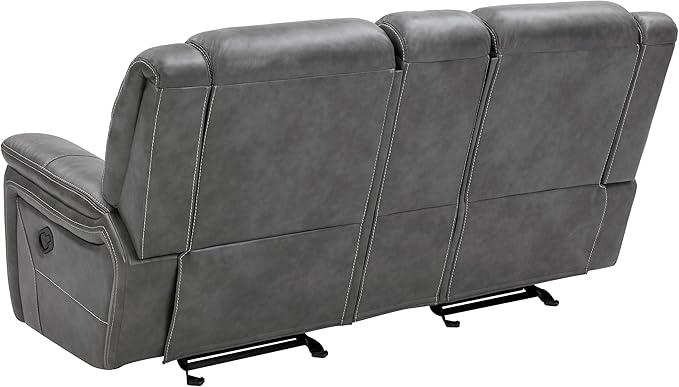 Coaster Home Furnishings - Conrad - Faux Leather Upholstered Padded Arm Glider Loveseat with Cup Holders, USB Port, Storage Drawer, and Power Outlet - Living Room & Home Theater - Gray - 650355
