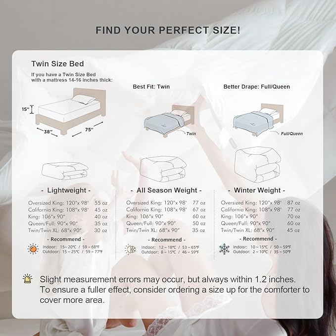 Royoliving Premium Feathers Down Duvet Insert Comforter Twin Size All Season Medium Warmth White 100% Cotton Cover with Corner Tabs (68x90, 35 oz)