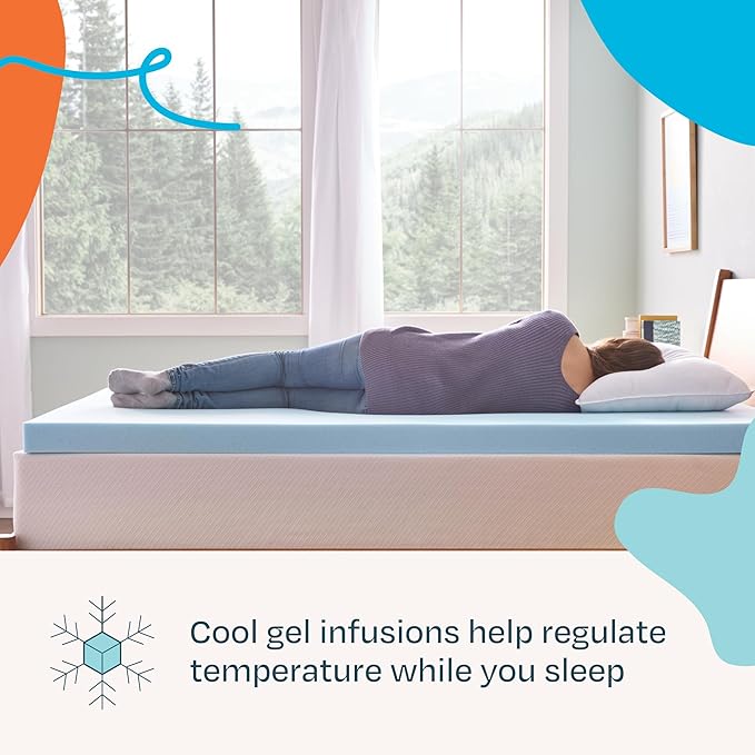 Linenspa Memory Foam Mattress Topper, Full XL Size - 3 Inch Gel Infused Memory Foam - Plush Feel - Cooling and Pressure Relieving - CertiPUR Certified