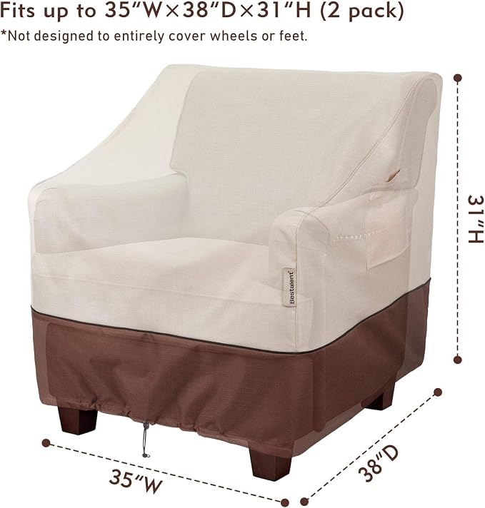 Patio Furniture Covers Waterproof Outdoor Chair Cover Fits up to 35" W x 38" D x 31" H 2pack - Image 2
