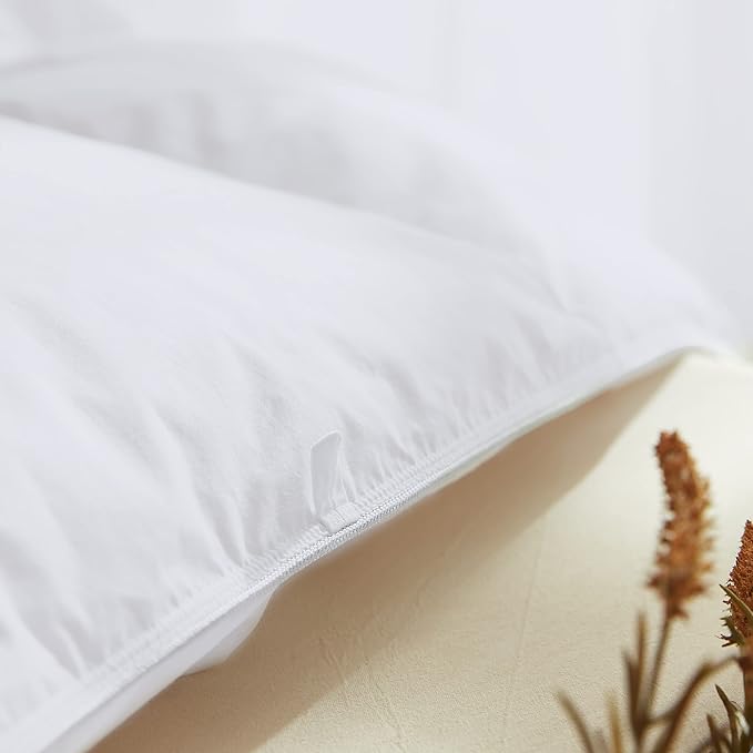 Alanzimo All Season Oversized King Size 120x98 Goose Down Feather Fiber Comforter - Luxury Medium Warmth White Hotel Style Fluffy Down Feather Comforter Duvet Inserts with 8 tabs-Pinch Pleat