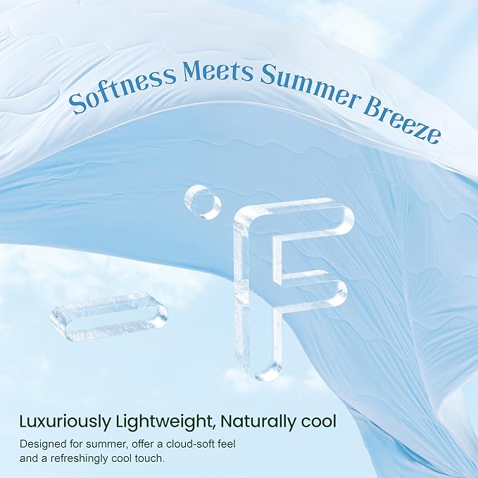 Love's cabin Cooling Comforter Twin, Double Sided Cooling Blankets for Hot Sleepers, Q-Max>0.4 Instant Cool-to-Touch, 2X Breathable & Moisture-Wicking, Oeko-TEX Certified, 68"x90" Blue