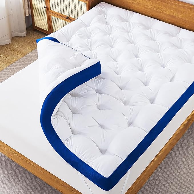 WhatsBedding 5 Inch Memory Foam Mattress Topper for Back Pain, Filled with Flfuffy Soft Breathable Stuffing, Thick Supportive Pillow Top King Mattress Topper