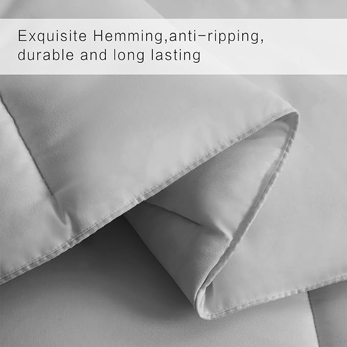 COHOME PremiumTwin XL Size Comforter, All-Season Quilted Down Alternative Duvet Insert, Luxury Hotel GentleSoft Comforter with Anti-Clump Tech & 8 Tabs - Reversible - Light Grey 68x92 inches