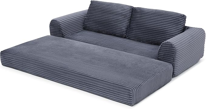 Foldable Boneless Love Seat Couches in a Box, Modern Floor Foam Sleeper Sofa Bed 2-in-1 Convertible Cloud Sofa for Home Apartments Bedroom