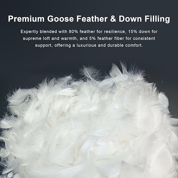 Goose Feather Down Comforter Twin Size, White 100% Cotton Duvet Insert, All Season Hotel Bedding Fluffy Cotton Comforter with Corner Tabs (White, Twin)