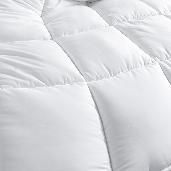 Dorrin Nessin Bedding White Winter Extra Fluffy Twin Size Down Alternative Comforter, Heavyweight All Season Fiberfill Comforter Duvet Insert with 8 Corner Tabs