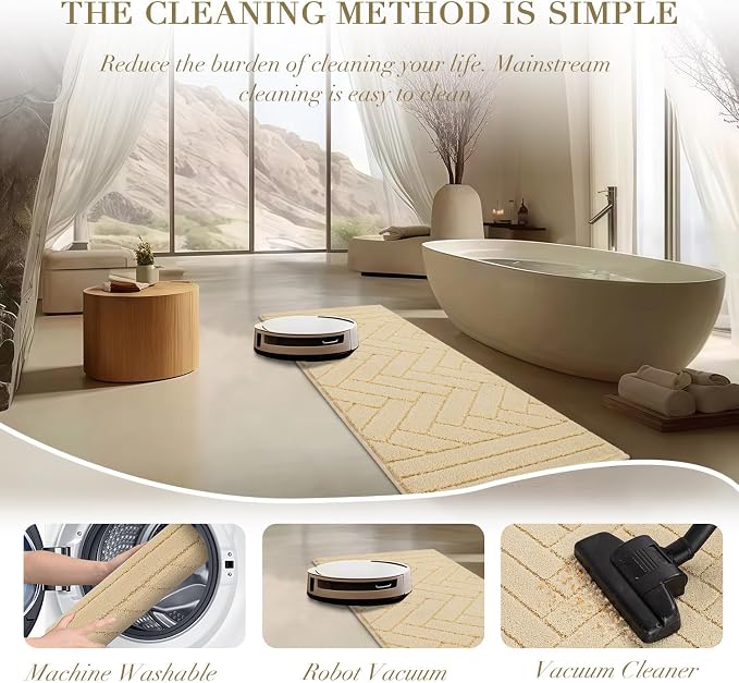 hicorfe Indoor Doormat,Front Back Door Mat Rubber Backing Non Slip Door Mats 20"x31.5" Absorbent Resist Dirt Entrance Doormat Inside Floor Mats for Entryway Washable Low-Profile(Cream Yellow) - Image 6