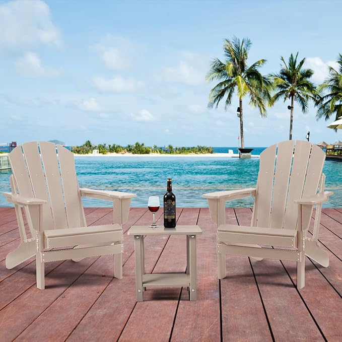 Apolimi Adirondack Outdoor Side Table, 2-Tier Sturdy Patio End Table Weather Resistant, 16.5" Solid Side Table for Patio, Pool, Porch(Grayish Brown) - Image 7
