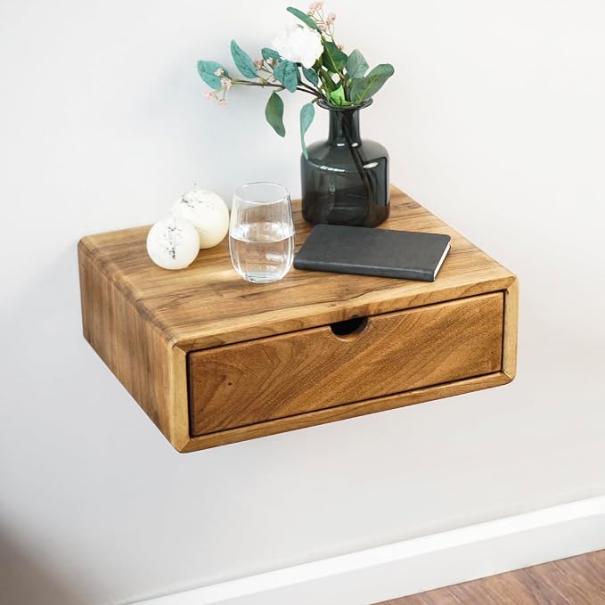 Ultimate Premium Products Walnut Nightstand: Warmth & Solidity | Matte Walnut Lacquer Finish | Spacious Storage Drawer | Ideal for Classic Decor Styles | Small - Image 3