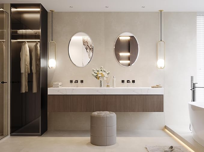 Frameless Oval Bathroom Wall Mirror, 20"x28" Wall Mirror with 15mm Beveled Edge, Tempered Glass, Farmhouse Small Mirror for Over Sink, Bedroom, Entryway (Horizontal or Vertical) - Image 3
