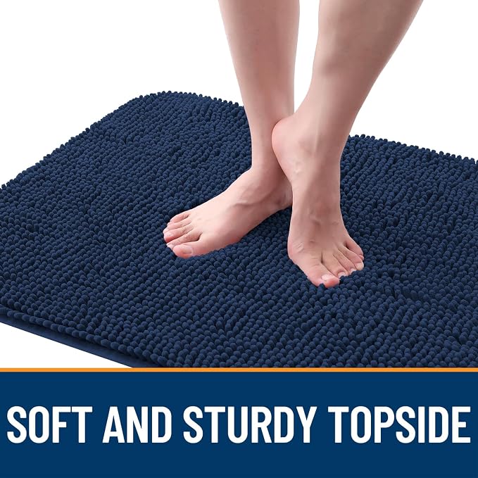 OLANLY Dog Door Mat for Muddy Paws 47x32, Absorbs Moisture and Dirt, Absorbent Non-Slip Washable Doormat, Quick Dry Chenille Mud Mat for Dogs, Entry Indoor Entryway Carpet for Inside Floor, Dark Blue - Image 4