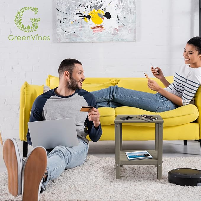 GREENVINES Outdoor Rocking Chair Set | 3-Piece | Desert Brown Wood Grain | 2 Rocking Chairs with 1 Side Table | Porch Rocker | HDPE Plastic | Patio Furniture Sets - Image 8