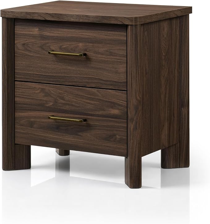 24/7 Shop at Home Sawer Modern 23-inch Wood Nightstand with 2 Drawers and USB Ports, Wooden Night Stand for Bedroom, Apartment, Small Bedside Table, Walnut - Image 9
