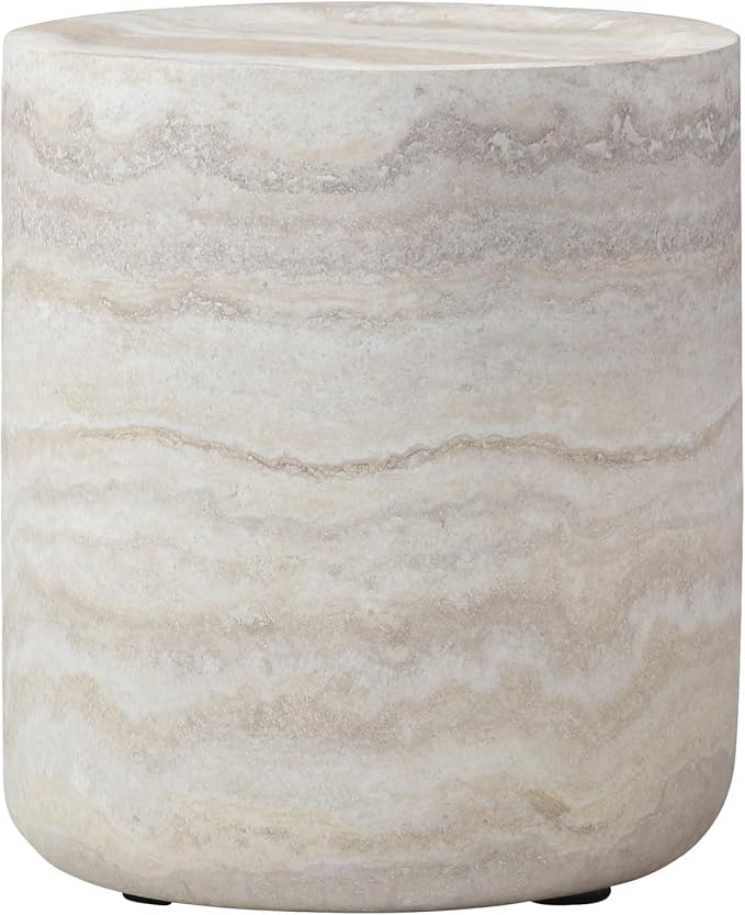 Modern Round Side Table for Living Room, Small Coffee Table Circle End Table, Faux Mars Marble Pattern Side Table, No Need Assembly (Marble, 15.74 Inch)