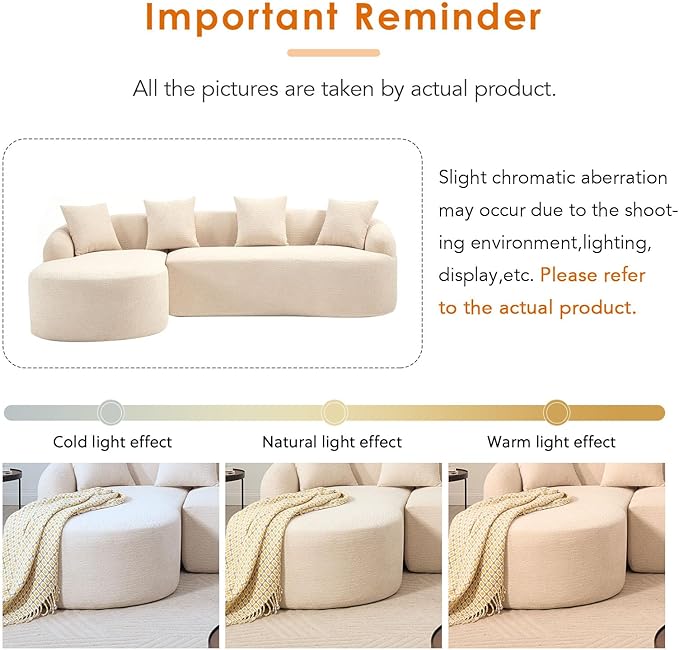 KEIKI L-Shaped Chenille Modular Sectional Couches with Chaise Lounge & 4 Pillows, 3 Seater Oversized Upholstered Luxury Plush Cloud Sofa for Living Room Apartment, Full Sponge Compression