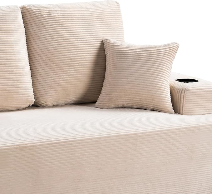 87'' Cloud Loveseat Sofa Couch in a Box with Cup Holders and Side Pockets, 3 Seater High-Density Foam Boneless Love Seat with Deep Seating for Living Room | Breathable material, Anti-slip