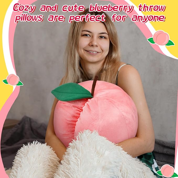 Beeveer Peach Plush Decorative Gift Cute Fruit Plush Pillow Kawaii Hugging Plushies Soft Novelty Cushion Seat Home Room Decor