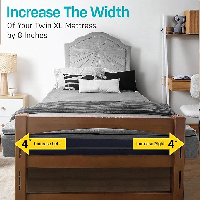 3 Inch Twin XL Mattress Topper by Expand a Bed - Lumbar Support for Back Comfort & Better Sleep - Expands 8 Inches in Width, Breathable, Medium-Firm Cooling Gel Memory Foam Topper with Washable Cover
