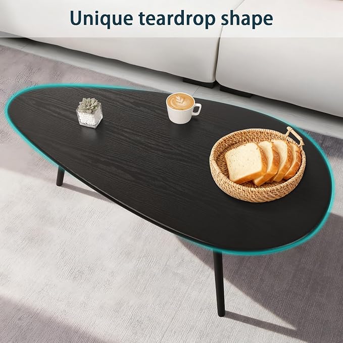 Modern Coffee Table for Living Room Small Mid Century Coffee Tables Rustic Oval Coffee Tables Retro Accent Sofa Center Tables for Living Room Easy Assembly 22" D x 43" W x 18" H