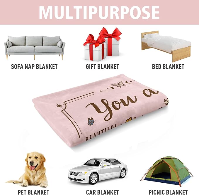 Christian Gifts for Women, Christian Floral Throw Blanket, Birthday Religious Gifts for Women Friendship, Inspirational Scripture Faith Gift for Friend, Sister, Mom, Daughter (50'' x 60'', Pink)