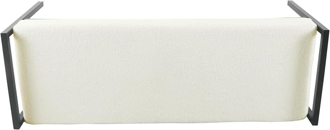 HomePop Modern Metal Bench|Bench for Living Room & Bedroom | Decorative Home Furniture - Cream Sherpa - Image 6