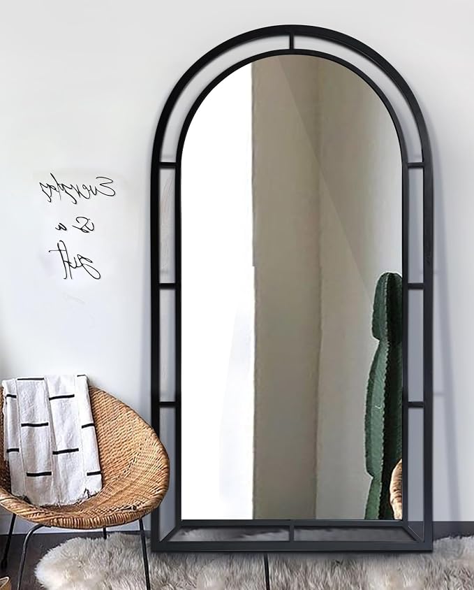 WAMIRRO 28"X53"Window Arched Black Full Length Mirror,Wall Mirror Decorative Black Window Pane Mirror Decor for Wall/Fireplace/Entryway/Hallway/Living Room/Bathroom by WAMIRRO